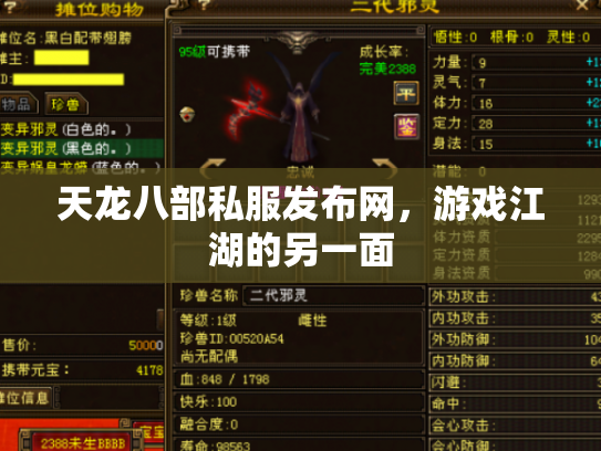 天龙八部私服发布网，游戏江湖的另一面