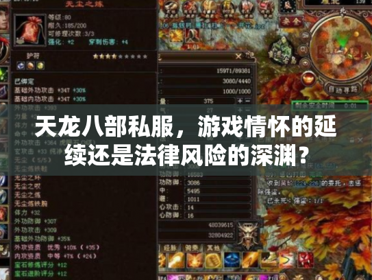 天龙八部私服，游戏情怀的延续还是法律风险的深渊？