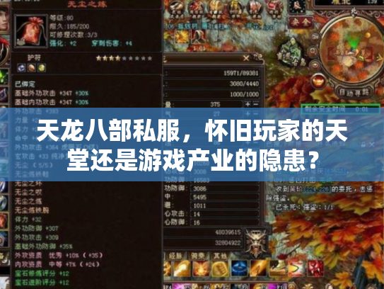 天龙八部私服，怀旧玩家的天堂还是游戏产业的隐患？
