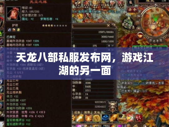 天龙八部私服发布网，游戏江湖的另一面