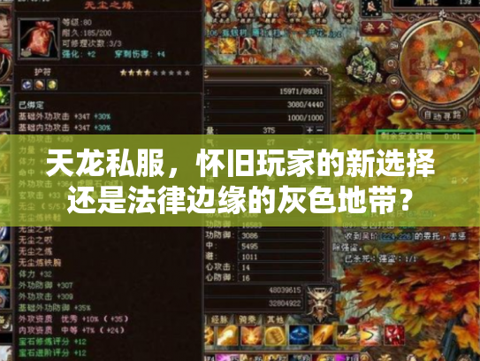 天龙私服，怀旧玩家的新选择还是法律边缘的灰色地带？
