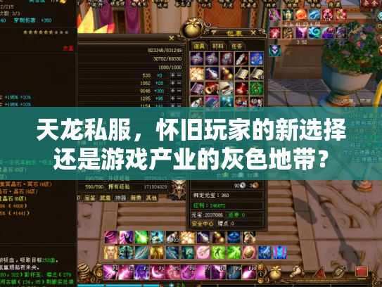 天龙私服，怀旧玩家的新选择还是游戏产业的灰色地带？