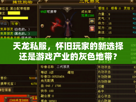 天龙私服，怀旧玩家的新选择还是游戏产业的灰色地带？