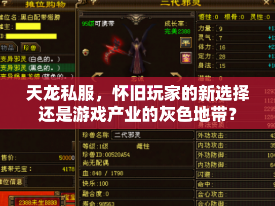 天龙私服，怀旧玩家的新选择还是游戏产业的灰色地带？