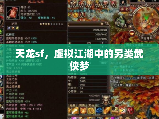 天龙sf，虚拟江湖中的另类武侠梦