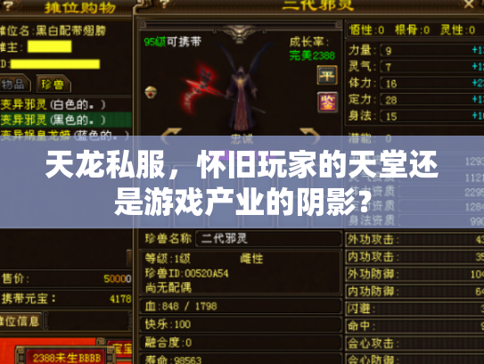 天龙私服，怀旧玩家的天堂还是游戏产业的阴影？