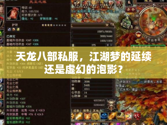 天龙八部私服，江湖梦的延续还是虚幻的泡影？