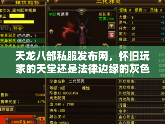 天龙八部私服发布网，怀旧玩家的天堂还是法律边缘的灰色地带？