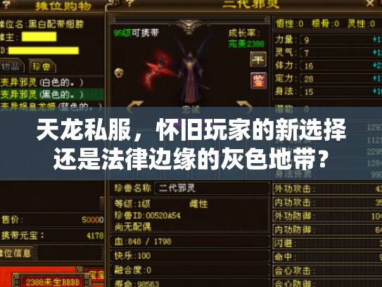 天龙私服，怀旧玩家的新选择还是法律边缘的灰色地带？