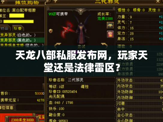 天龙八部私服发布网，玩家天堂还是法律雷区？