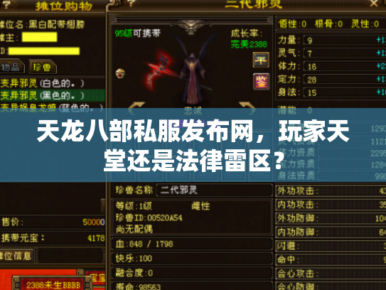 天龙八部私服发布网，玩家天堂还是法律雷区？