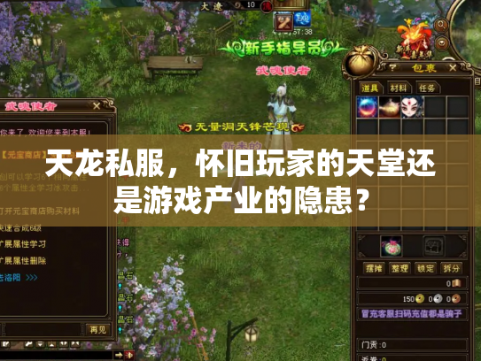 天龙私服，怀旧玩家的天堂还是游戏产业的隐患？