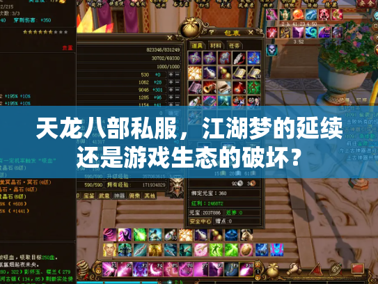 天龙八部私服，江湖梦的延续还是游戏生态的破坏？