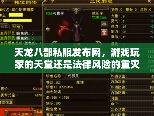 天龙八部私服发布网，游戏玩家的天堂还是法律风险的重灾区？