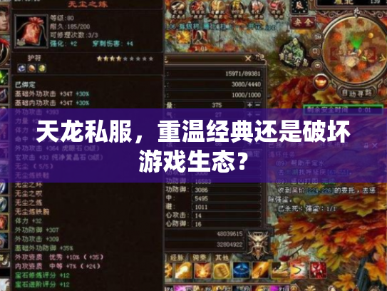 天龙私服，重温经典还是破坏游戏生态？