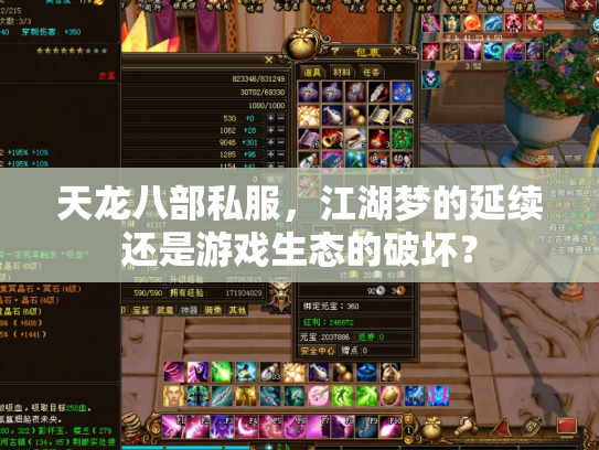 天龙八部私服，江湖梦的延续还是游戏生态的破坏？