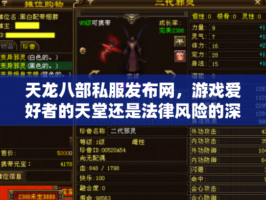 天龙八部私服发布网，游戏爱好者的天堂还是法律风险的深渊？