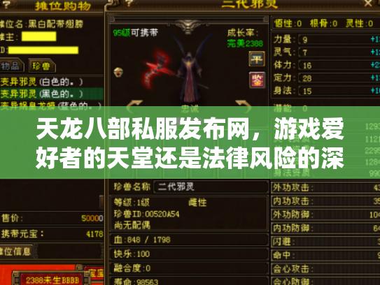 天龙八部私服发布网，游戏爱好者的天堂还是法律风险的深渊？