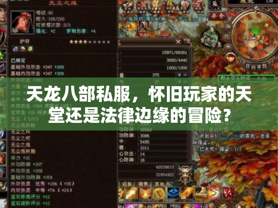 天龙八部私服，怀旧玩家的天堂还是法律边缘的冒险？