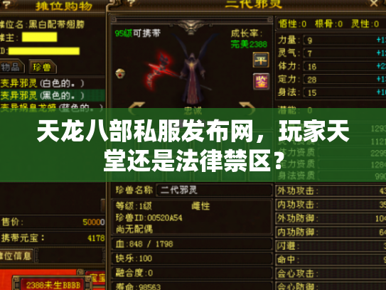 天龙八部私服发布网，玩家天堂还是法律禁区？