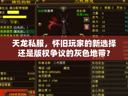 天龙私服，怀旧玩家的新选择还是版权争议的灰色地带？