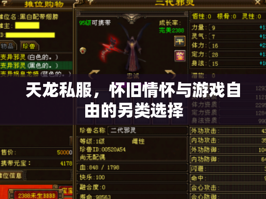 天龙私服，怀旧情怀与游戏自由的另类选择