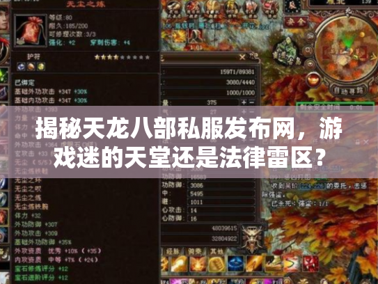 揭秘天龙八部私服发布网，游戏迷的天堂还是法律雷区？
