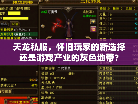 天龙私服，怀旧玩家的新选择还是游戏产业的灰色地带？