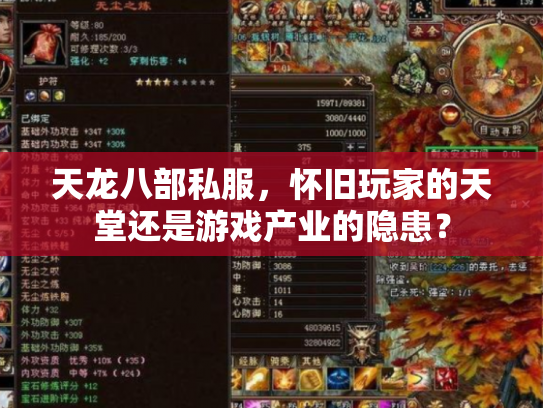 天龙八部私服，怀旧玩家的天堂还是游戏产业的隐患？