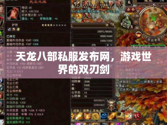 天龙八部私服发布网，游戏世界的双刃剑