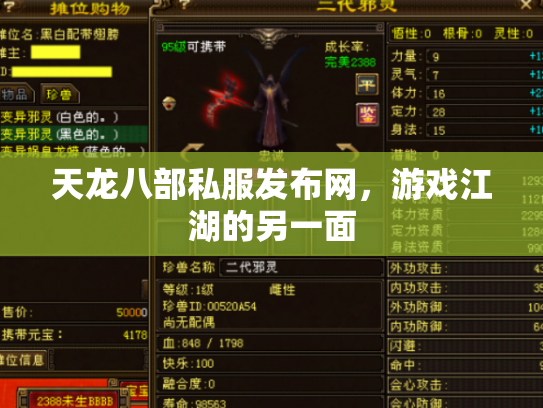 天龙八部私服发布网，游戏江湖的另一面