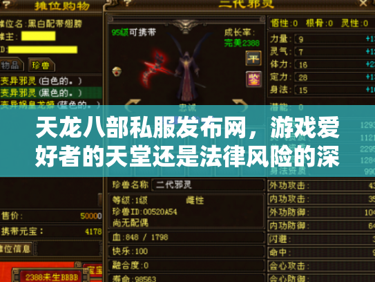 天龙八部私服发布网，游戏爱好者的天堂还是法律风险的深渊？