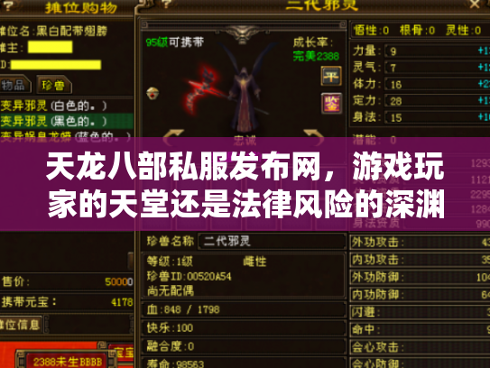 天龙八部私服发布网，游戏玩家的天堂还是法律风险的深渊？