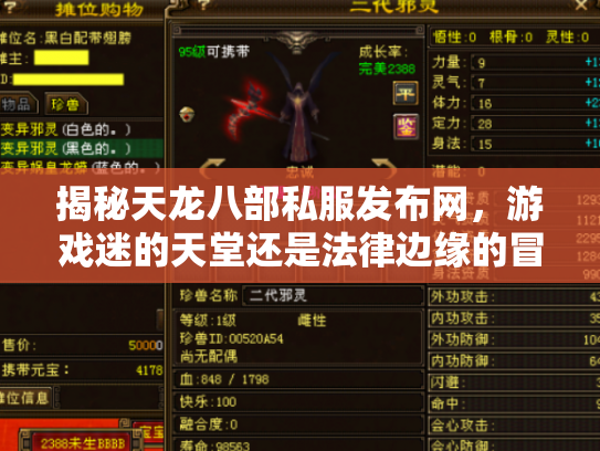 揭秘天龙八部私服发布网，游戏迷的天堂还是法律边缘的冒险？