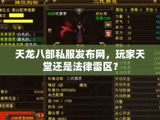 天龙八部私服发布网，玩家天堂还是法律雷区？