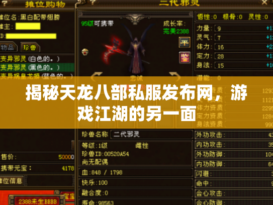 揭秘天龙八部私服发布网，游戏江湖的另一面