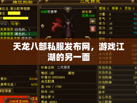 天龙八部私服发布网，游戏江湖的另一面