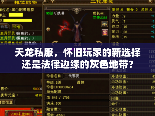 天龙私服，怀旧玩家的新选择还是法律边缘的灰色地带？