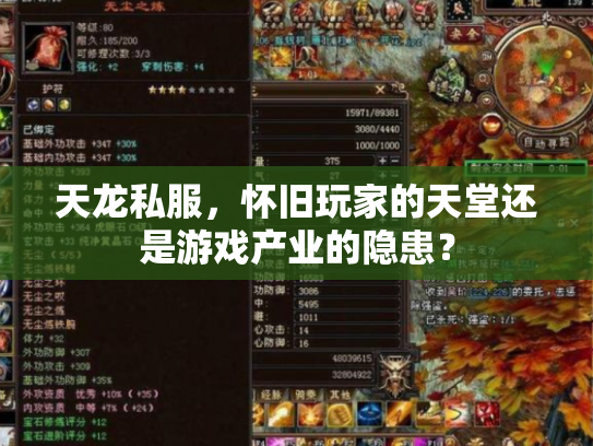 天龙私服，怀旧玩家的天堂还是游戏产业的隐患？