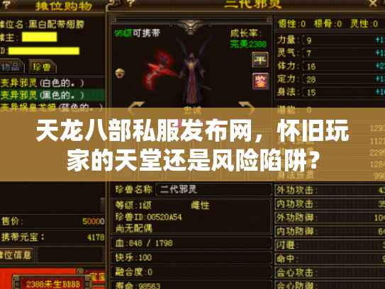 天龙八部私服发布网，怀旧玩家的天堂还是风险陷阱？