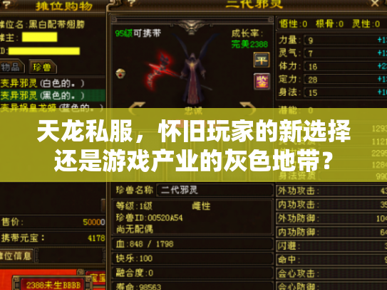 天龙私服，怀旧玩家的新选择还是游戏产业的灰色地带？