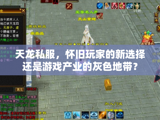 天龙私服，怀旧玩家的新选择还是游戏产业的灰色地带？