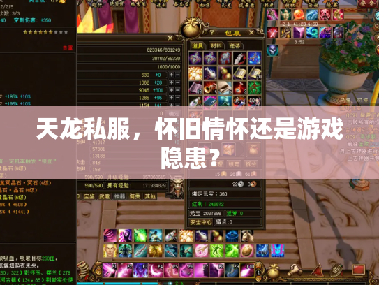 天龙私服，怀旧情怀还是游戏隐患？