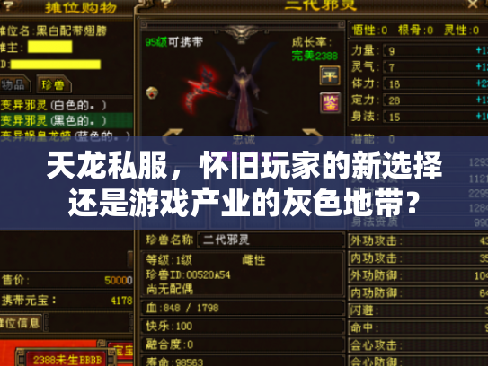 天龙私服，怀旧玩家的新选择还是游戏产业的灰色地带？