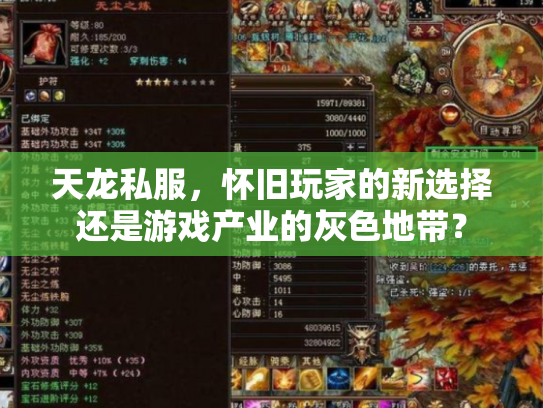 天龙私服，怀旧玩家的新选择还是游戏产业的灰色地带？