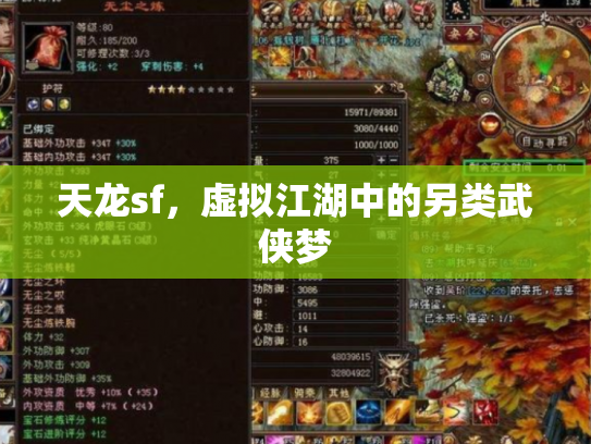 天龙sf，虚拟江湖中的另类武侠梦