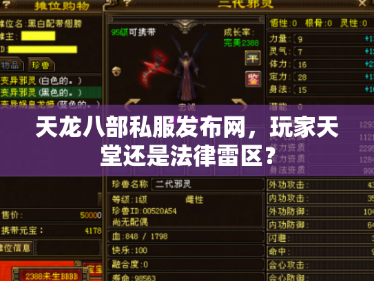 天龙八部私服发布网，玩家天堂还是法律雷区？