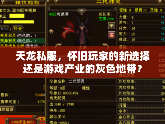 天龙私服，怀旧玩家的新选择还是游戏产业的灰色地带？