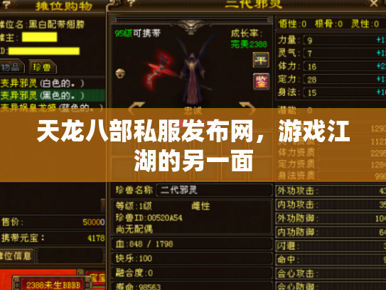 天龙八部私服发布网，游戏江湖的另一面