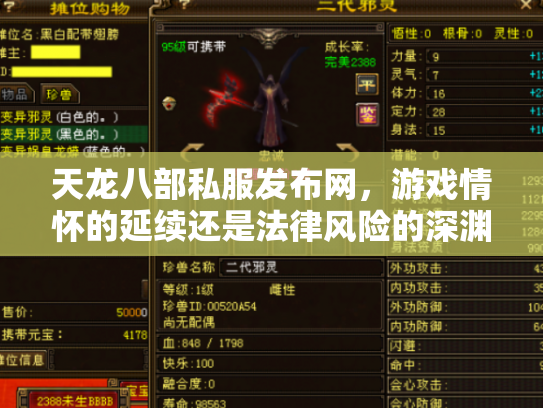 天龙八部私服发布网，游戏情怀的延续还是法律风险的深渊？